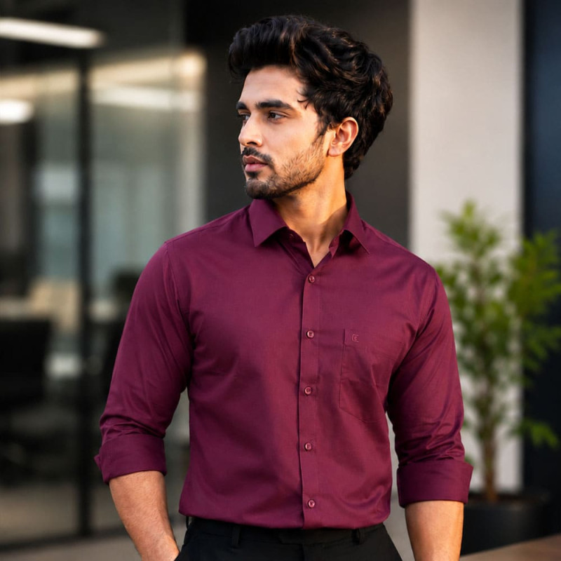 Men's Waterproof Formal Shirt - Maroon